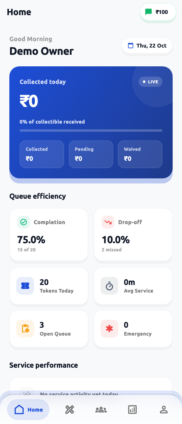 Merchant Home on a mobile screen