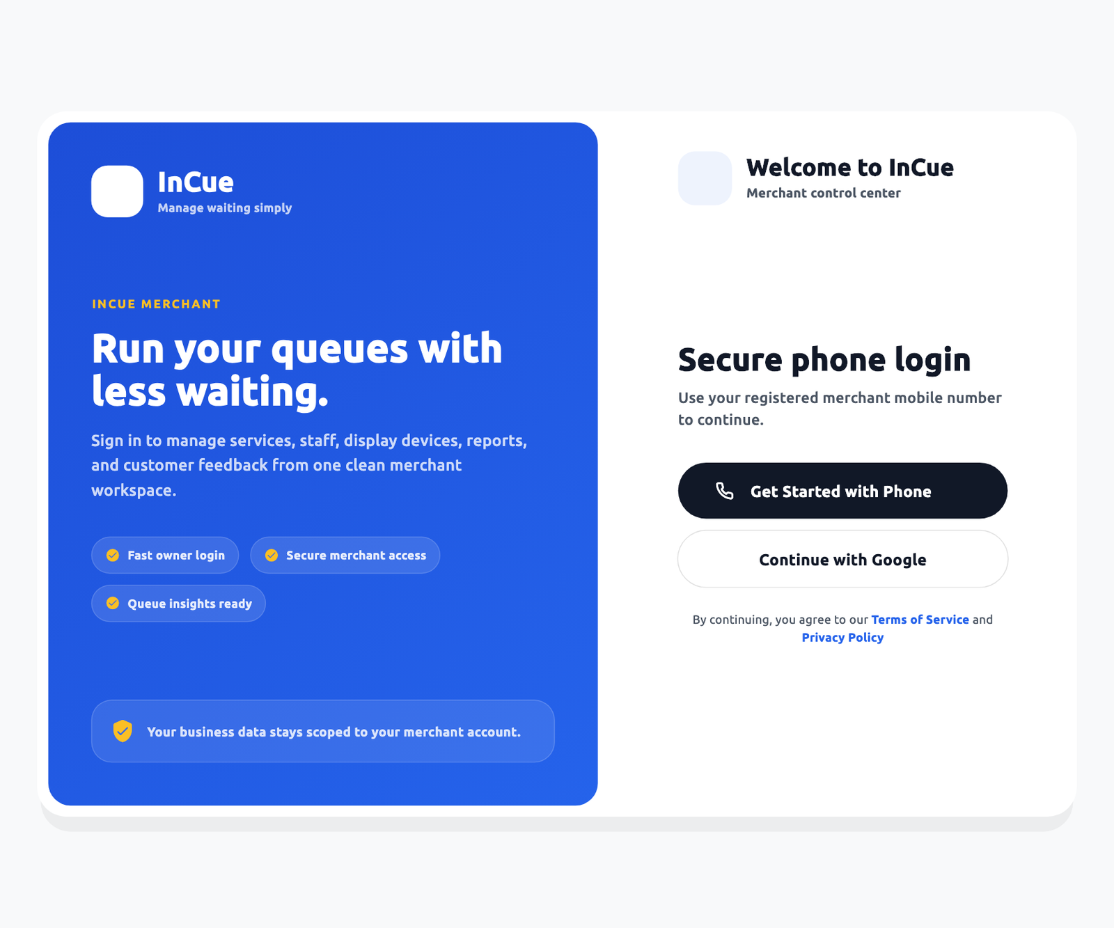Merchant sign-in