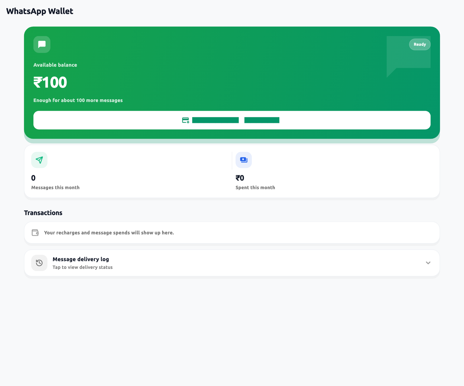 Wallet balance and delivery log